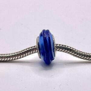 Pandora Blue Ribbon Murano Glass Charm Style 790612 S925 ALE Narrow